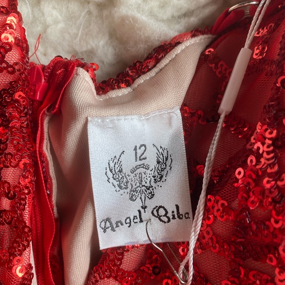 Selfie Leslie/Angel Biba Red Sequin Overlay Party Dress - Picture 6 of 7